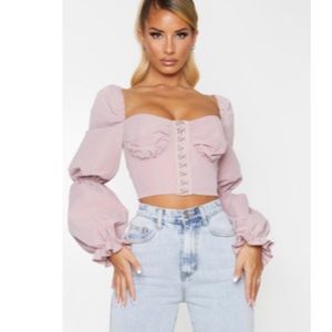Rose Ruched Cup Hook & Eye Crop Top Prettylittlething